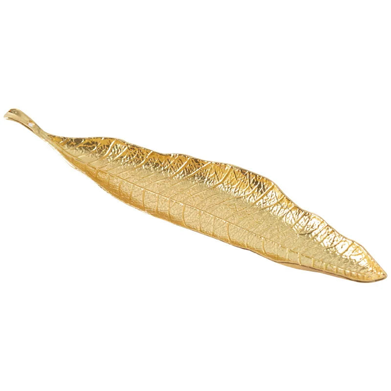Incense Holder Leaf Shaped Incense Stick Tray Holder Alloy Antique Leaf Incense Burner Jewelry Tray Holder for