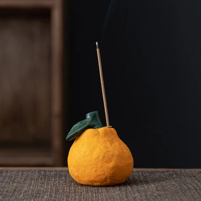 Handcrafted Ceramic Orange Incense Stick Holder