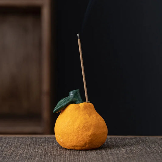 Handcrafted Ceramic Orange Incense Stick Holder