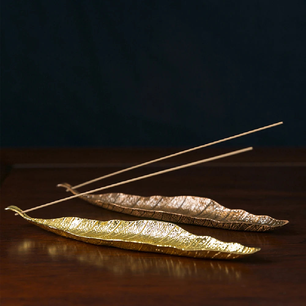 Elegant Metal Leaf Incense Burner for Home Decor & Relaxation