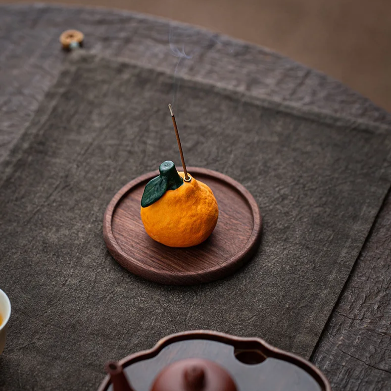 Handcrafted Ceramic Orange Incense Burner for Aromatherapy