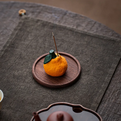 Handcrafted Ceramic Orange Incense Stick Holder