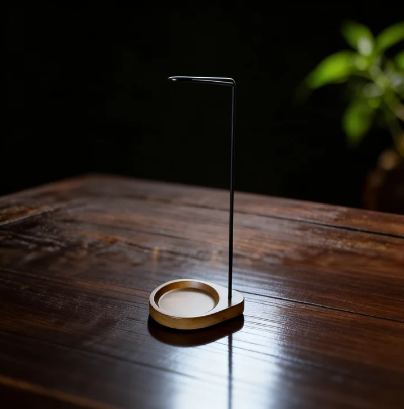Elegant Upside Down Wood Incense Holder Minimalist Metal Design
