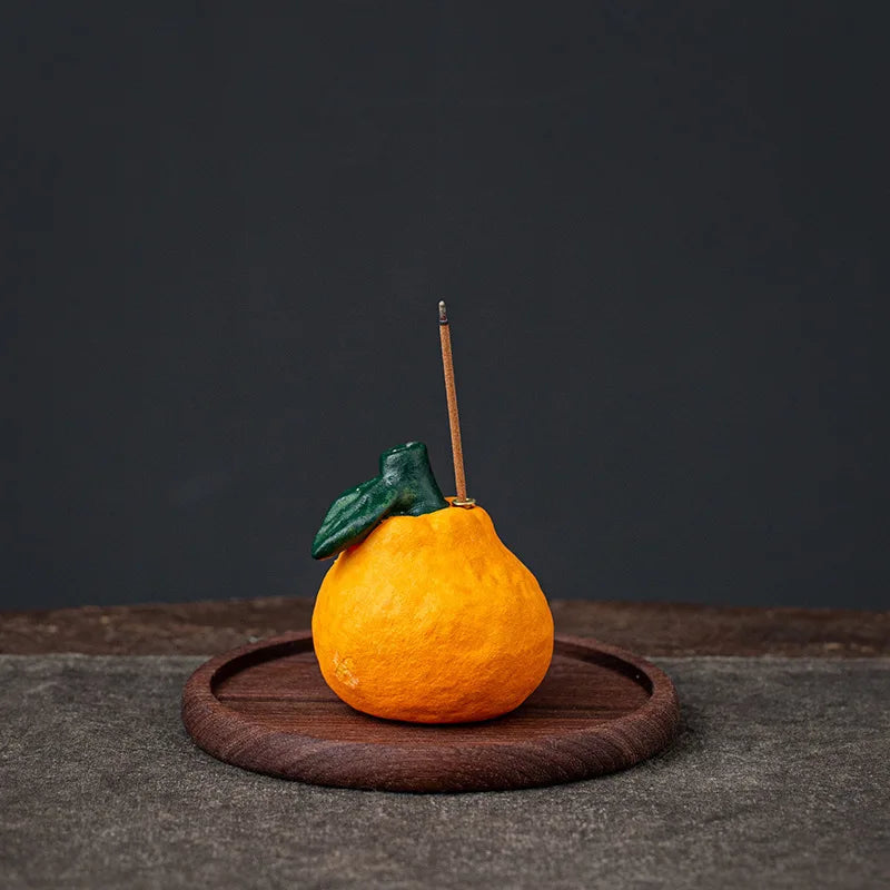 Handcrafted Ceramic Orange Incense Burner for Aromatherapy