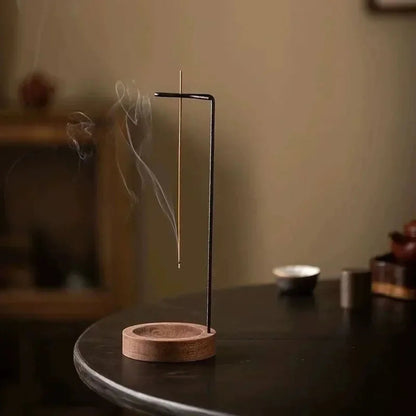 Minimalist Wood & Metal Upside-Down Incense Holder