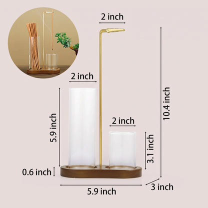 2-in-1 Incense Stick Holder with Wood Base & Ash Catcher