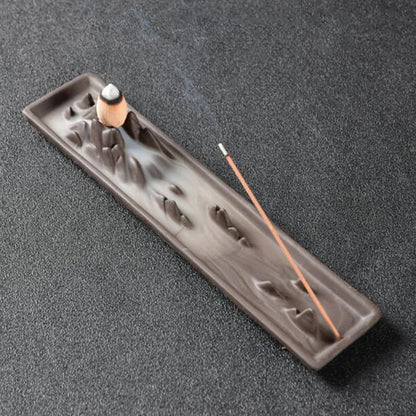 Ceramic Backflow Incense Burner Double Fish Waterfall Home Decor