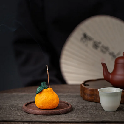 Handcrafted Ceramic Orange Incense Stick Holder